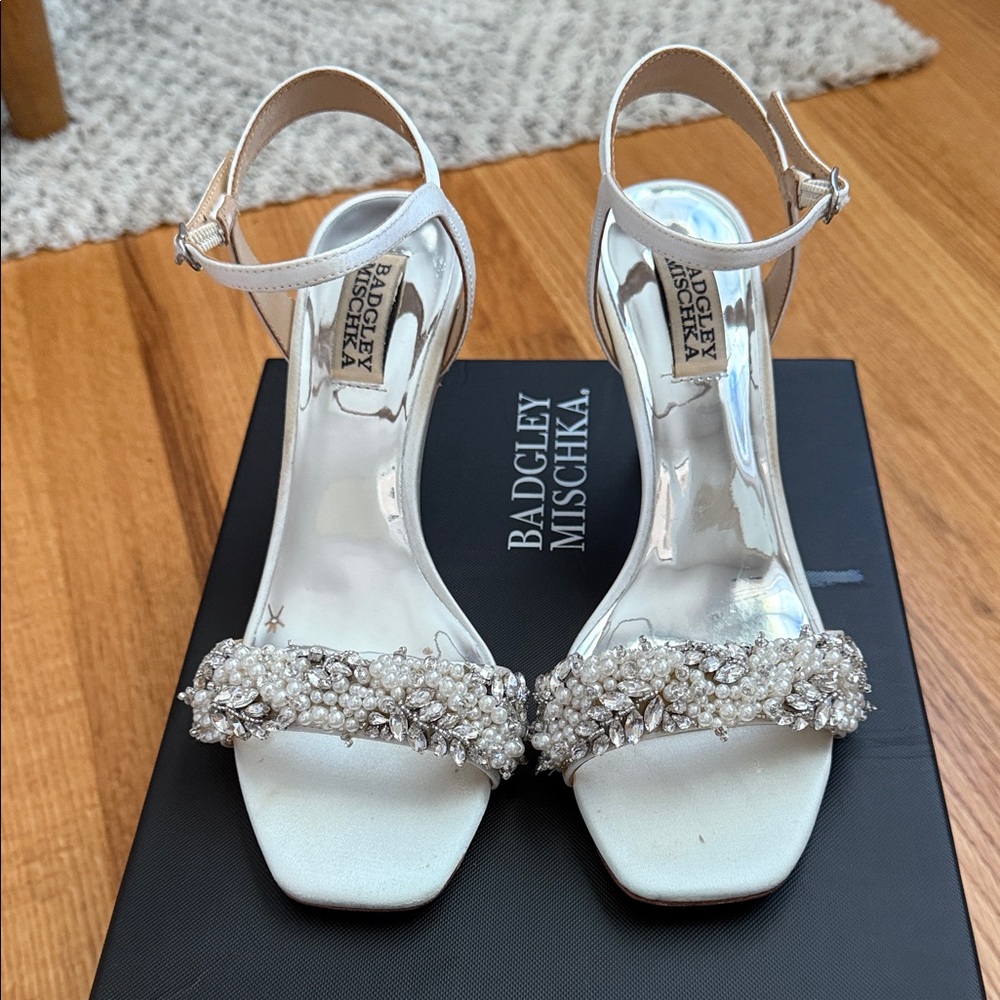 Badgley Mischka Silver Embellished Heels